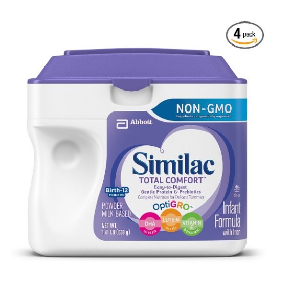 Similac Total Comfort Non-GMO Infant Formula with Iron, Powder, 22.6 Ounces (Pack of 4), Only   $81.19, free shipping after clipping coupon and using SS