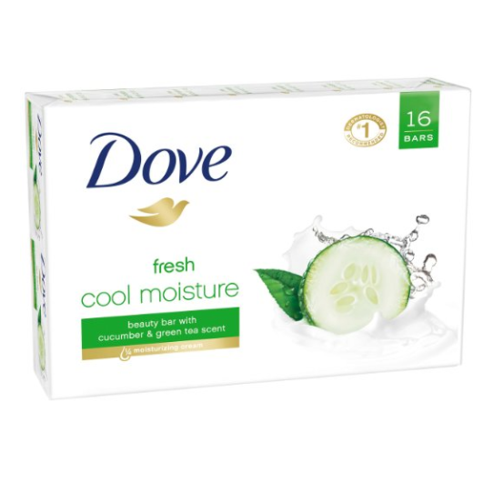 Dove go fresh 洁肤皂-青瓜绿茶香味4 oz/个，共16个 点击coupon后仅售$10.46