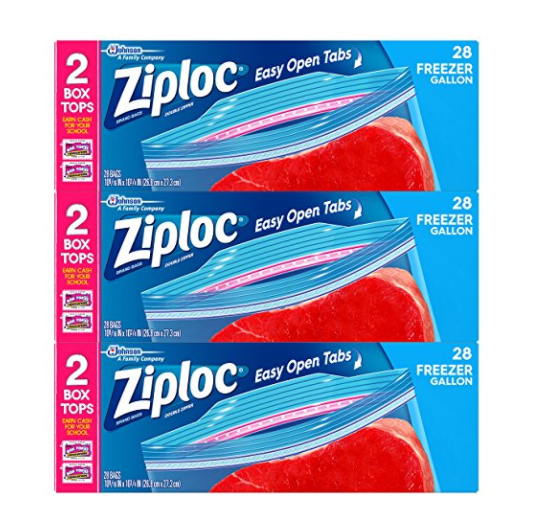 Ziploc 食物密封带，84个, 现点击coupon后仅售$7.07, 免运费！