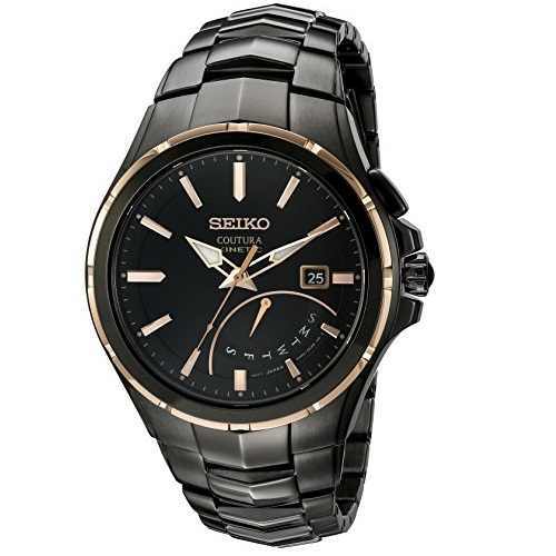 Seiko Men's SRN066 Coutura Kinetic Retrograde Analog Display Japanese Quartz Black Watch, Only $244.71, You Save $250.29(51%)