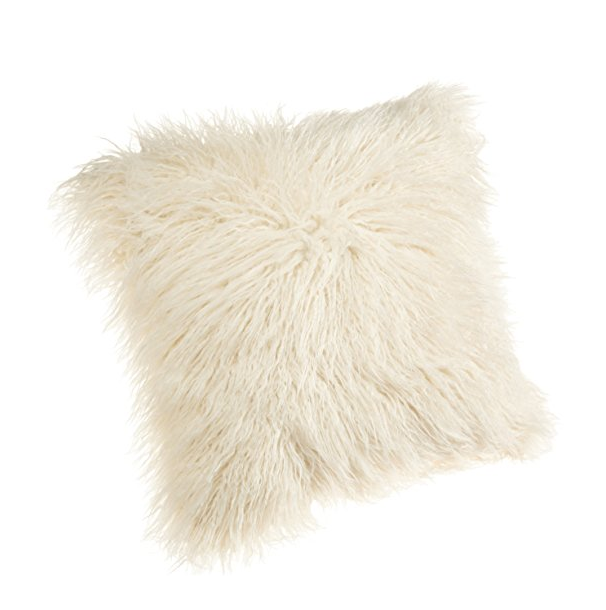 Brentwood 18-Inch Mongolian Faux Fur Pillow, Natural only $7.99