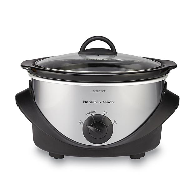 Hamilton Beach Brands Inc. 4-Quart Black/Stainless Steel Oval Slow Cooker, only $9.99