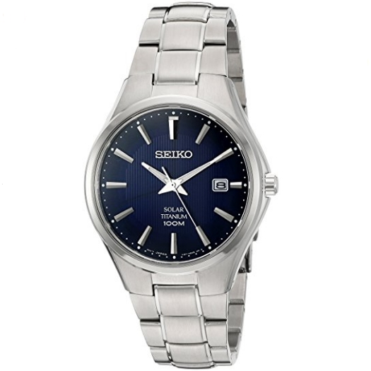 Seiko Men's SNE381 Titanium Watch with Blue Dial $175 FREE Shipping
