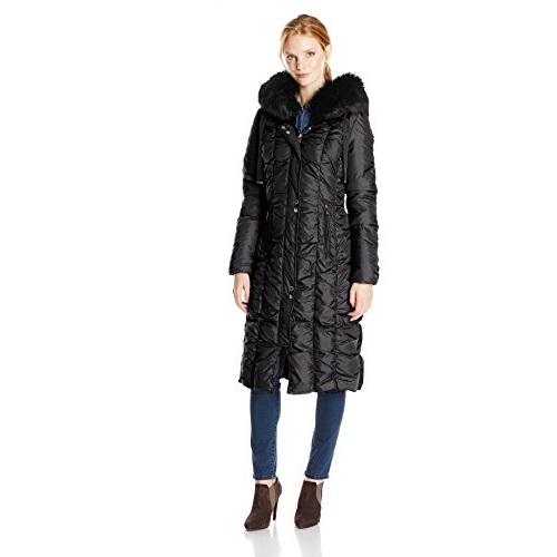 Via Spiga Women's Maxi Down Coat with Removable Faux Fur Trim Hood, Black, Medium, Only$77.84, free shipping after automatic discount