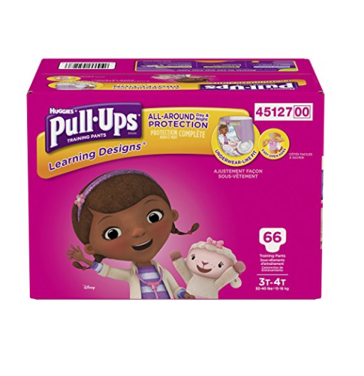史低價！Huggies Pull-Ups 好奇幼兒如廁訓練褲，女童版3歲-4歲，66片, 現僅售$13.69, 免運費！