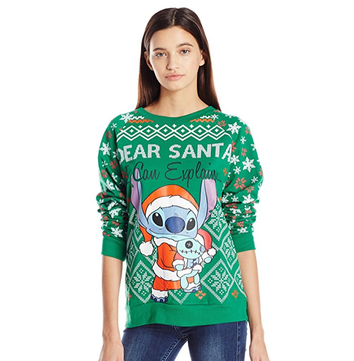 Disney Juniors Licensed Stitch Cotton Polyester All Over Printed Ugly Christmas Sweater only $11.99