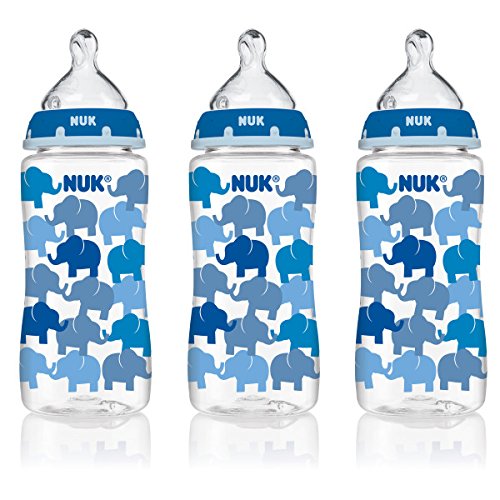 NUK   婴儿奶瓶，蓝色大象图案，10盎司, 3支装，现点击coupon后仅售$8.53