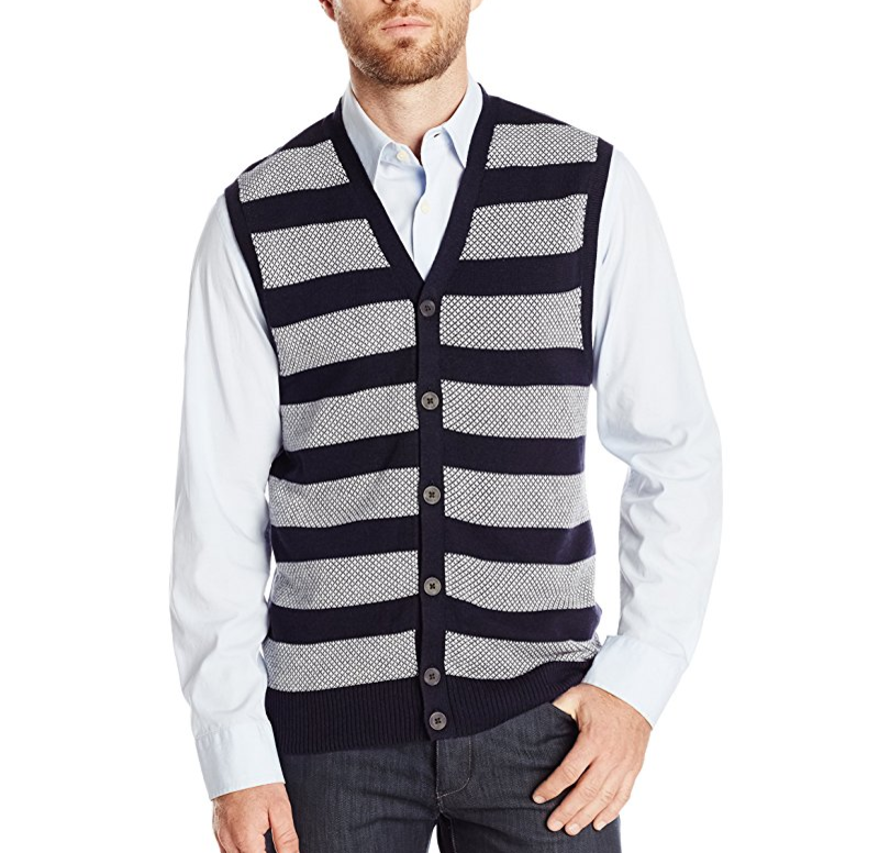 Haggar Men's Jacquard Horizontal Stripe Button-Front Vest only $15.43