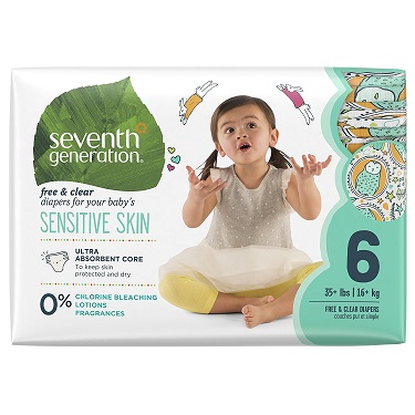 35% off Seventh Generation Baby Diapers, Free and Clear for Sensitive Skin, with Animal Prints