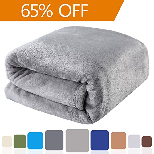 Balichun Luxury Fleece Blanket Super Soft Warm Lightweight Bed Blankets (Queen,Grey) only $22.17 after using discount code