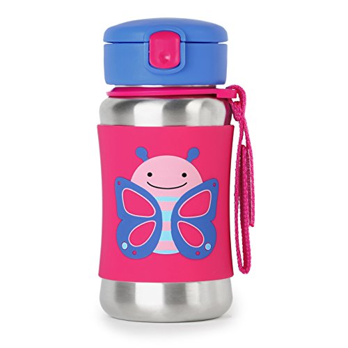 Skip Hop Baby Zoo Little Kid and Toddler Feeding Travel-To-Go Insulated  Stainless Steel Straw Bottle, 12 oz, Multi Blossom Butterfly, Only $12.60, You Save $5.40(30%)