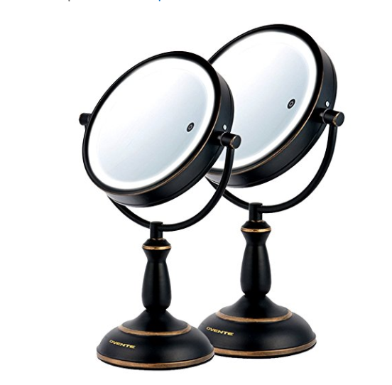 Ovente 8.5 inch SmartTouch Three Tone LED Makeup Mirror, Tabletop Vanity Mirror, 1x/10x Magnification, Hand Painted Oil Rubbed Bronze only $39.99