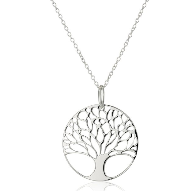 Sterling Silver Tree of Life Disk Chain Pendant Necklace only$10.5