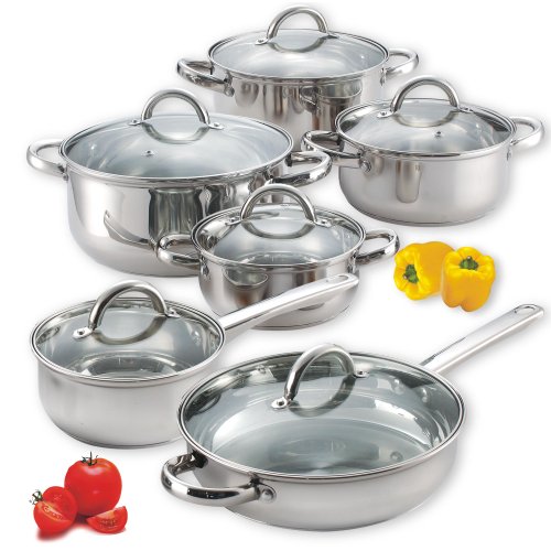 Cook N Home NC-00250 12-Piece Stainless Steel Cookware Set Silver Only $43.37 , free shipping