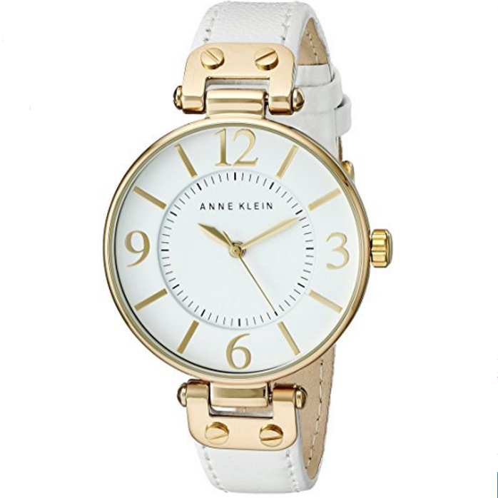 Anne Klein Women's 109168WTWT Gold-Tone and White Leather Strap Watch $34.98 FREE Shipping