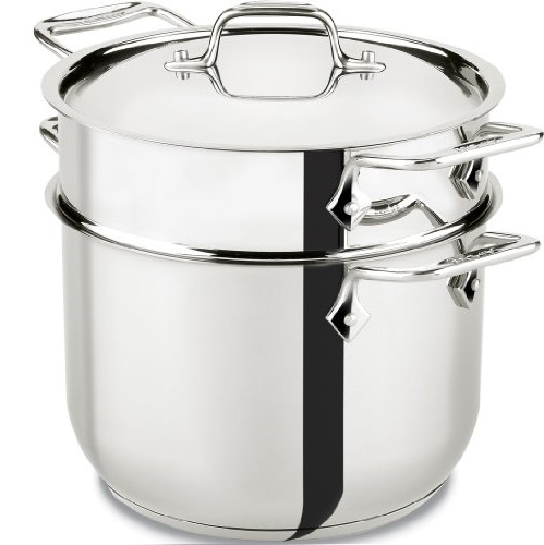 All-Clad E414S6 Stainless Steel Pasta Pot and Insert Cookware, 6-Quart, Silver, Only $63.34, You Save $86.65(58%)
