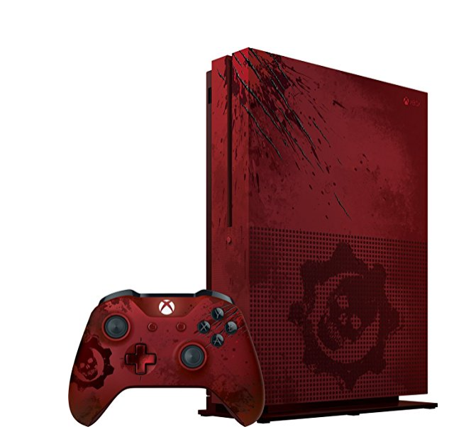 战红色限定版史低价！ Xbox One S 2TB 主机 战争机器4 暗红色 LOGO 限定版套装，现价$339.99(原价$449.99)。免运费。