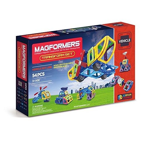 Magformers Vehicle Transform Set (54-pieces) Magnetic Building Blocks, Educational Magnetic Tiles Kit, Magnetic Construction STEM Set includes wheels, Only $44.29