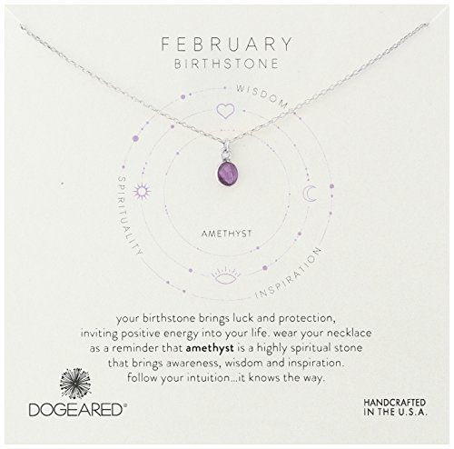 Dogeared February-Amethyst Bezeled Birthstone Silver Chain Necklace, 16