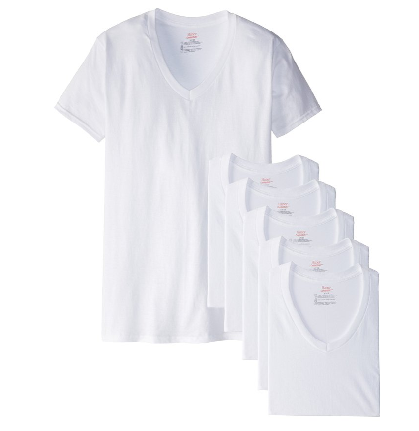 Hanes Men's FreshIQ V-Neck T-Shirts (Pack of 6) only $9.71