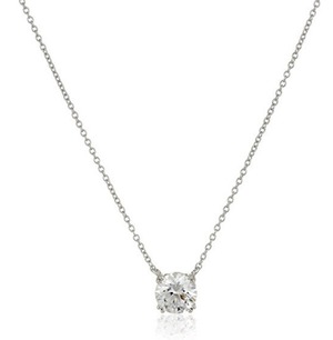 Amazon Collection Platinum or Gold-Plated Sterling Silver Swarovski Zirconia Round Solitaire Pendant Necklace $14.48