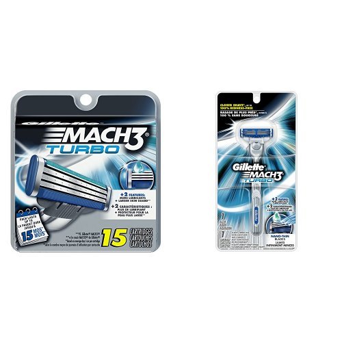 史低價！Gillette 吉列男士 Mach3 Turbo系列剃鬚刀 + 16剃鬚刀片，現點擊coupon后僅售$17.99