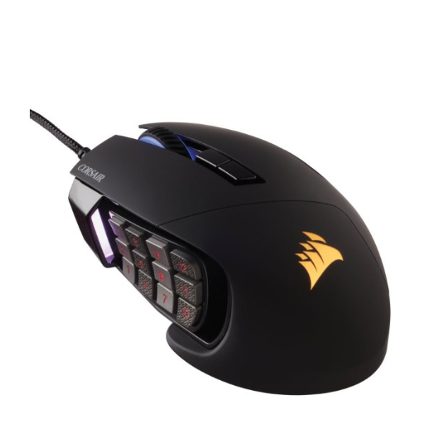 Corsair Gaming SCIMITAR RGB MOBA/MMO Gaming Mouse, Key Slider Mechanical Buttons, 12000 DPI, Black only $49.99
