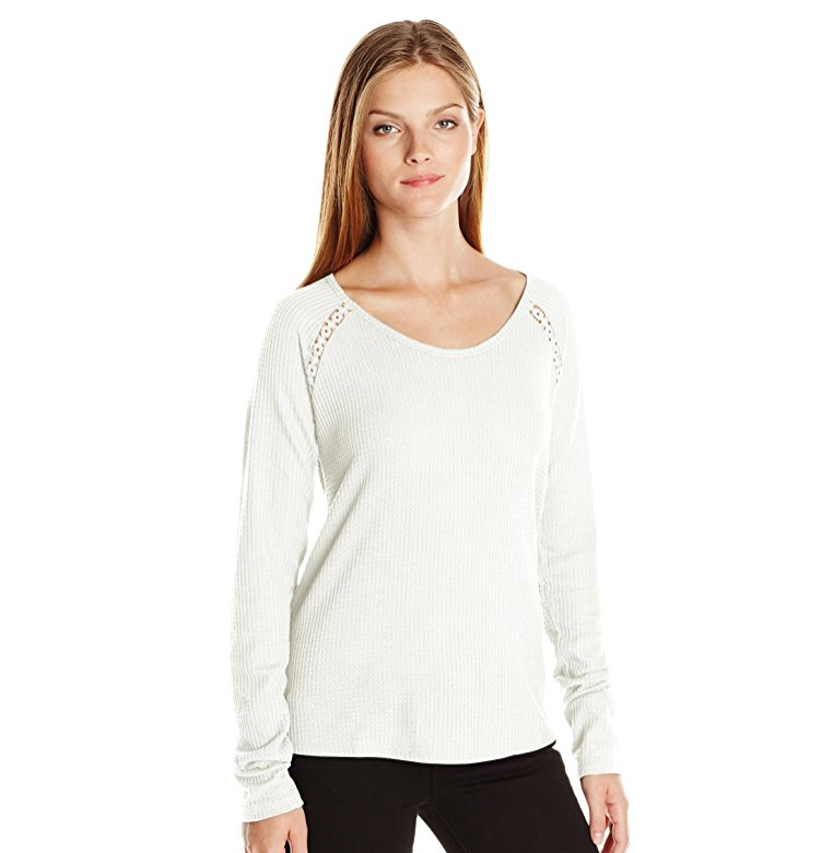 Lucky Brand Women's Lace Mixed Thermal Shirt ONLY $10.49