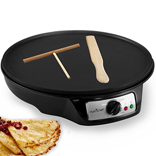 NutriChef Electric Crepe Maker Griddle, 12 inch Nonstick Use also For Pancakes Blintzes Eggs & More Black (PCRM12) Only $24.99