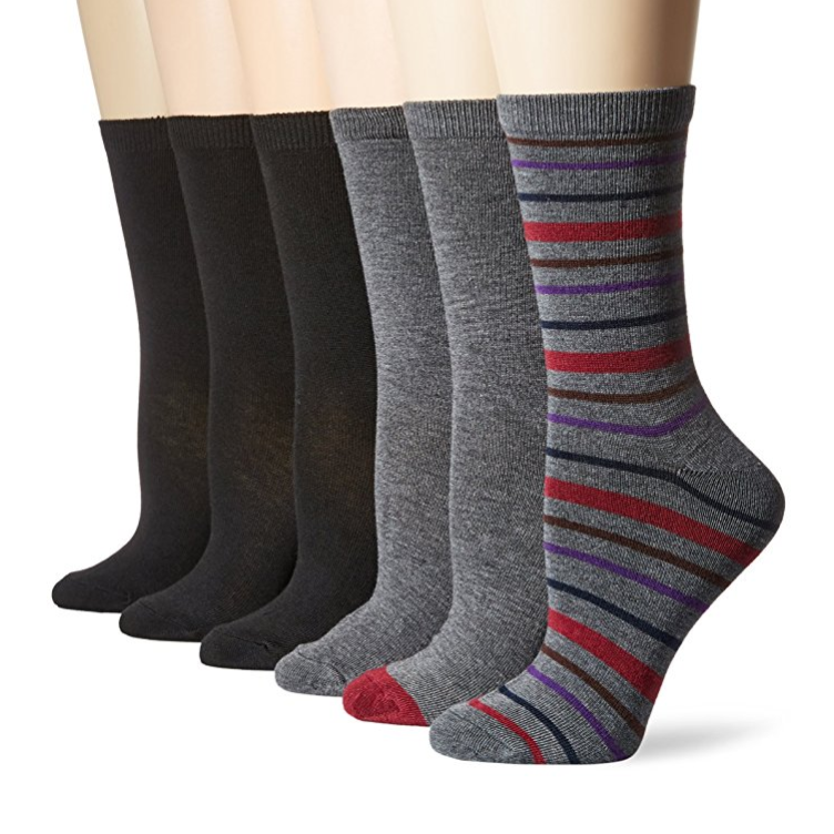 Nine West Women's Striped/Basic Crew Socks 6-Pack only $10.58