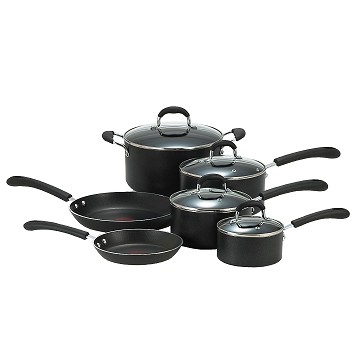 T-fal E938SA Professional Total Nonstick Thermo-Spot Heat Indicator Cookware Set, 10-Piece, Black, Only $54.69