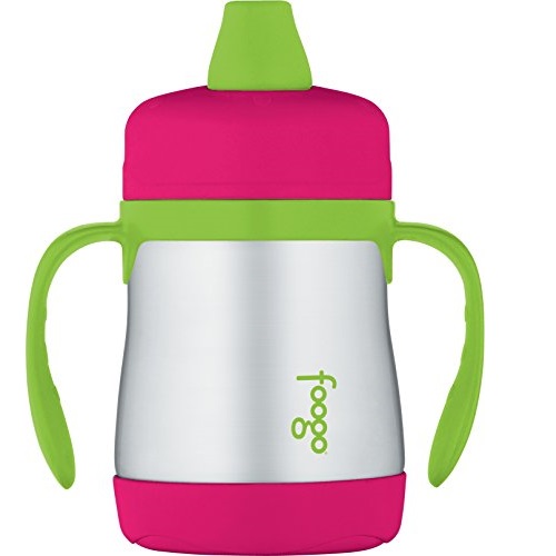 Thermos Foogo Vacuum Insulated Stainless Steel Soft Spout Sippy Cup with Handles, Watermelon/Green, 7 Ounce, Only $14.99, You Save $2.51(14%)