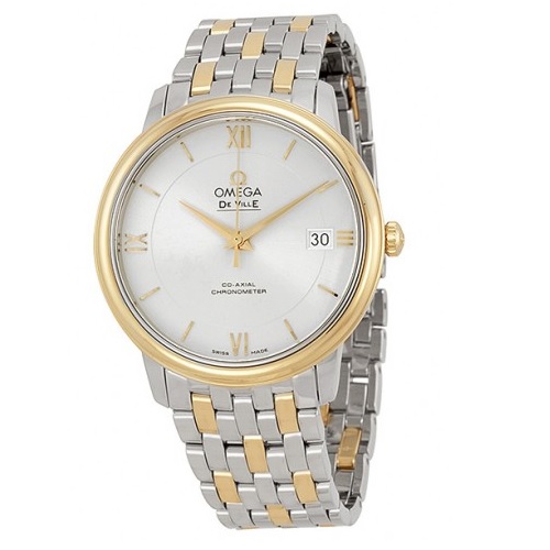 OMEGA DeVille Prestige Silver Dial Steel and Yellow Gold Men's Watch Item No. 42420372002001, only $3,800.00, free shipping after using coupon code