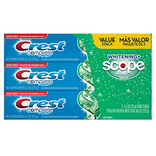 Crest Complete Whitening Plus Scope Toothpaste - Minty Fresh, Net Wt. 6.2 oz(175 g) (Pack of 3), Only $4.97 after clipping coupon