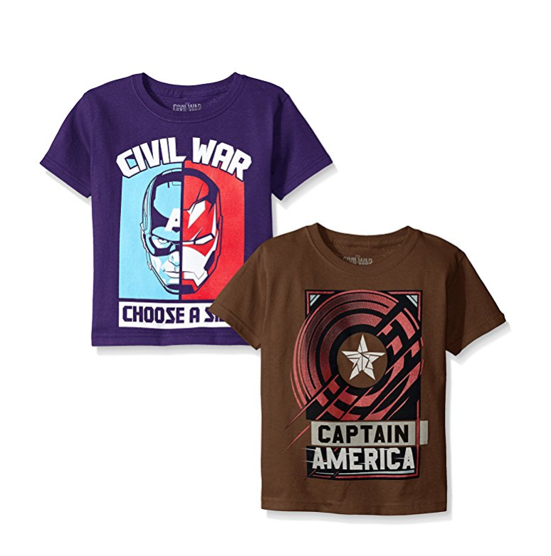 MARVEL 漫威 Captain America 儿童T恤 2件装, 原价$36.99, 现仅售$3.99