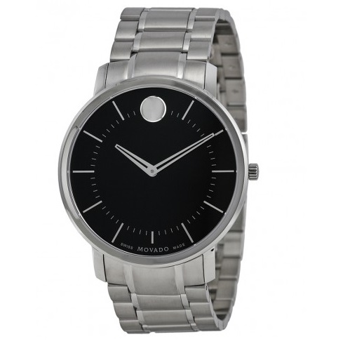 MOVADO Thin Classic Black Dial Stainless Steel Men's Watch Item No. 0606687, only $349.00, free shipping after using coupon code