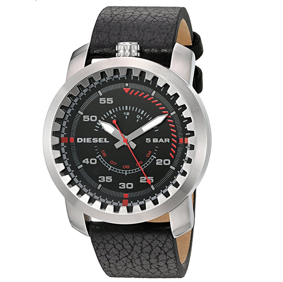 Diesel Men's DZ1750 Rig Stainless Steel Black Leather Watch only $69.99