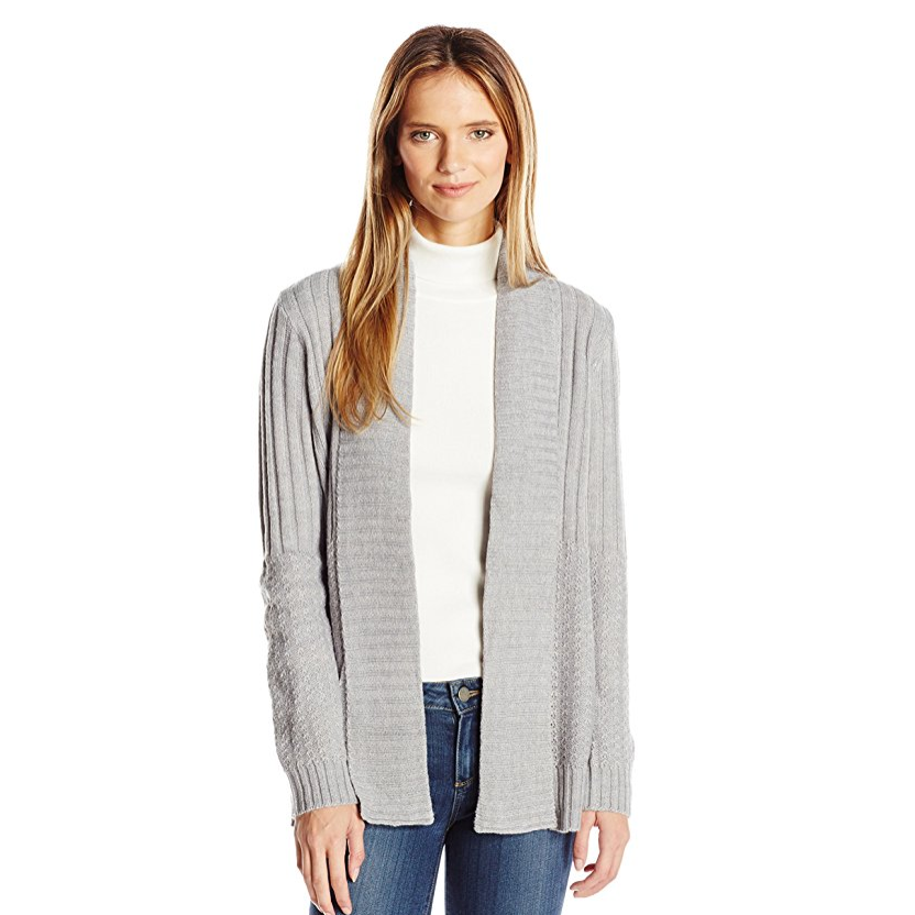 Jason Maxwell Women's L/s Mixed Stich Roll Back Collar Cardigan Sweater only $11.06