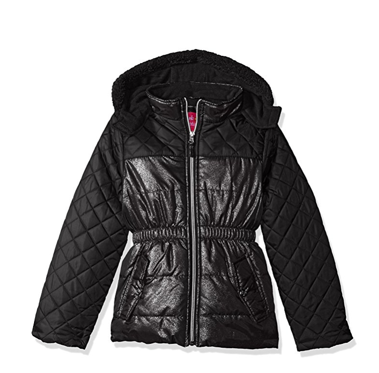 Pink Platinum Girls' Quilted Puffer Jacket Mixed with Spray Foil only $12