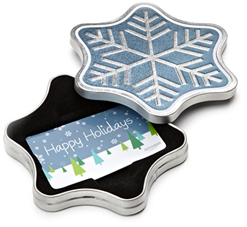 Amazon.com Gift Card for Any Amount in a Snowflake Tin (Happy Holidays Card Design)