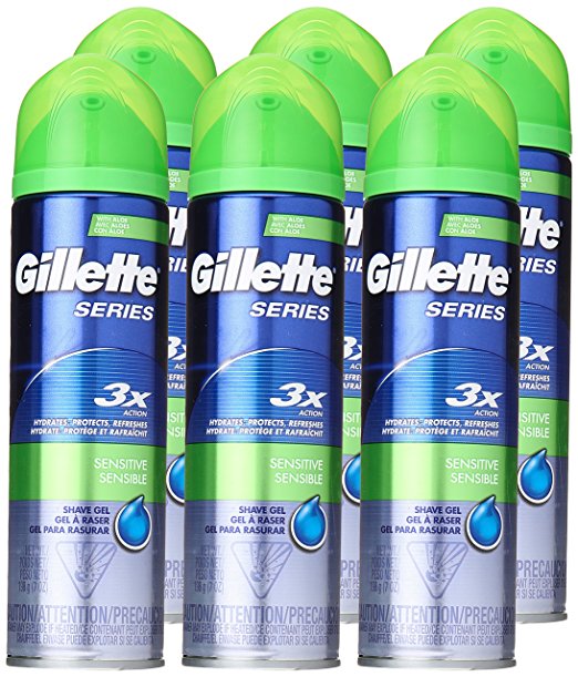The Gillette Series Shave Gel With Aloe, Sensitive Skin, 7 Oz Bottle (Pack of 6), Only $8.32, free shipping after clipping coupon and using SS