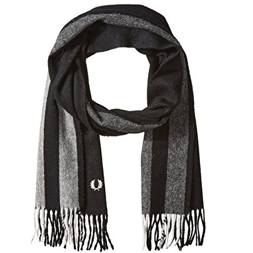 Fred Perry Men's Tipped Woven Scarf, Black/Ecru, One Size, Only $40.99, You Save $34.01(45%)