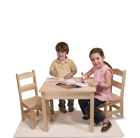 Melissa & Doug Solid Wood Table and 2 Chairs Set - Light Finish Furniture for Playroom only $63.49, Free Shipping