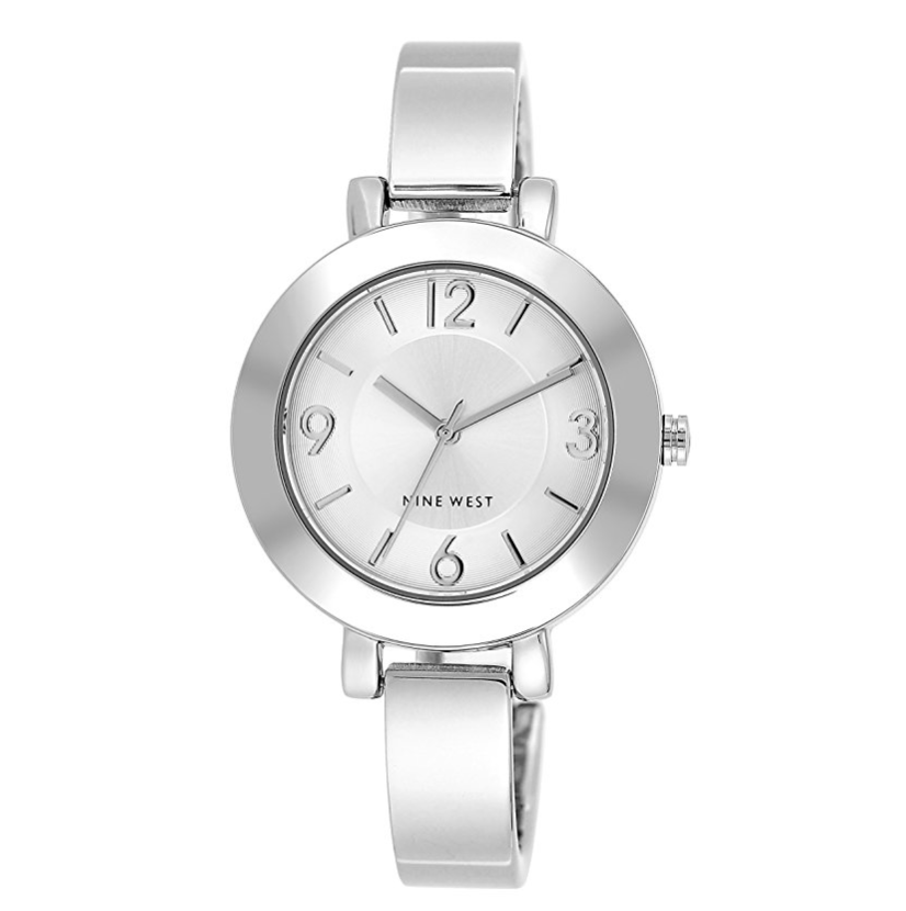 Nine West Women's NW/1631SVSB Silver-Tone Sunray Dial and Bangle Watch only $22.64