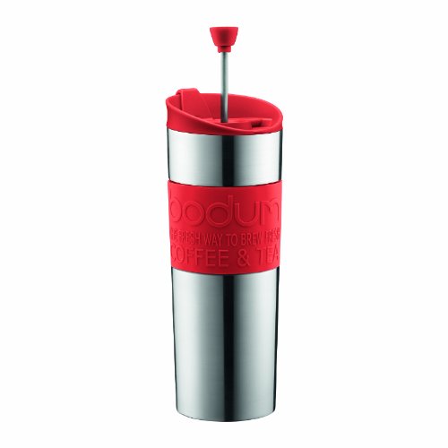 Bodum Insulated Stainless-Steel Travel French Press Coffee and Tea Mug, 0.45-Liter, 15-Ounce, Red, Only $17.24
