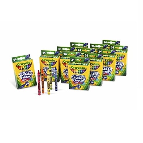Crayola 24-Count Washable Ultra Clean Crayons, 12 Packs of 24-Count Crayons, Art Tools in Vibrant Colors, great for School or Home Projects, Only $12.09