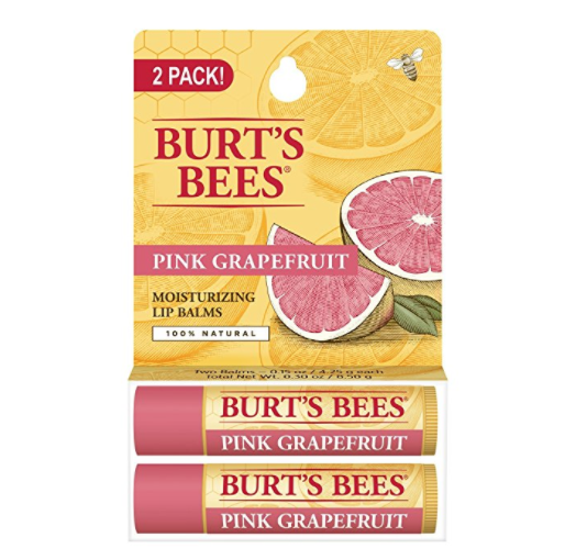 Burt's Bees 100% Natural Moisturizing Lip Balm, Pink Grapefruit, 2 Tubes in Blister Box only $4.40