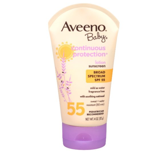 Aveeno Baby Continuous Protection Lotion Sunscreen with Broad Spectrum SPF 55, 4 Oz only $5.64