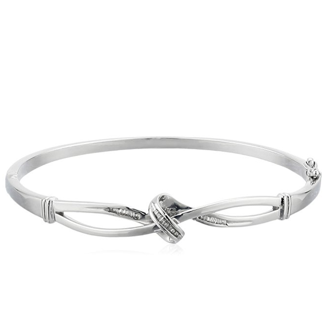 Sterling Silver Diamond Knot Bangle Bracelet (1/7 cttw, J Color, I3 Clarity) only $51.47, Free Shipping