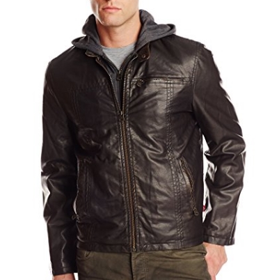 Levi's Men's Faux-Leather Jacket with Hood $16.34 FREE Shipping on orders over $25